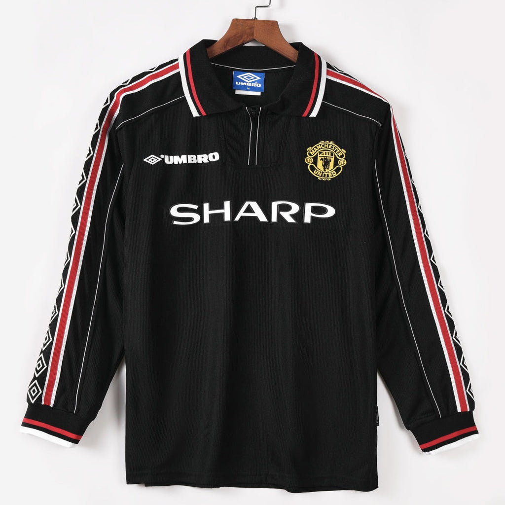 1998-1999 Manchester United Extérieur maillot Retro Manches Longues
