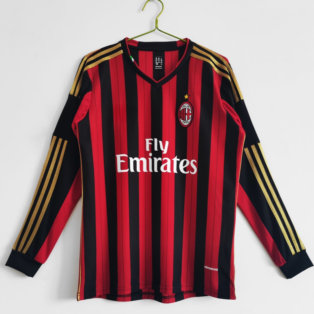 2013- 2014 Maillot AC Milan Domicile Rétro  Manches Longues